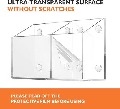 Magnetic Pen Holder Classroom Organization Acrylic Marker Holder for Whiteboard Refrigerator Locker Accessories Pencil Dry Erase Marker Basket (2 Compartments * 1)