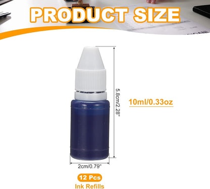 PATIKIL 0.33oz Refill Ink for Stamps and Ink Pads, 12Pcs 10ml Stamp Pad Ink Refill for Office Stamp Self Inking Stamp Date Stamp Scrapbooking, Light Blue