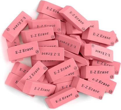 Pink Erasers, Erasers for Kids, Rubber Eraser, 24 Count, Erasers Bulk for School Supplies, Art, and Office Use