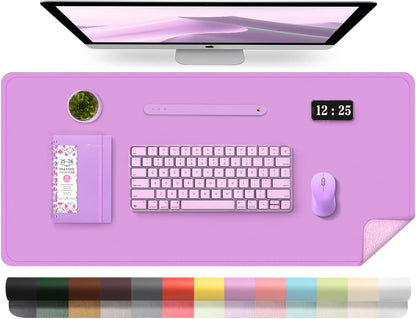 Leather Desk Pad Protector, Desk Mat, Large Mouse Pad, Non-Slip Desk Blotter, Office Laptop Desk Pad, PU Leather Desk Writing Pad for Office and Home (Lilac, 31.5" x 15.7")