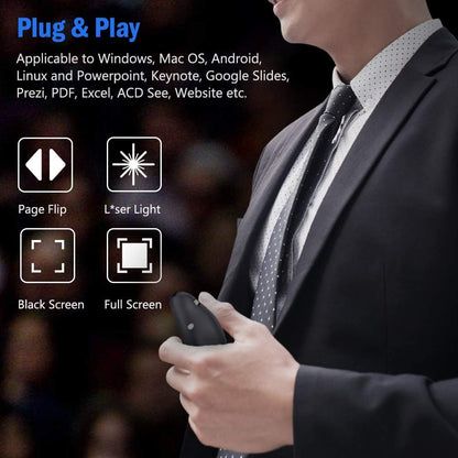 Presentation Remote Clicker, Wireless Presenter for PowerPoint Presentation Remote, RF 2.4GHz USB for Mac, Keynote, Computer, Laptop