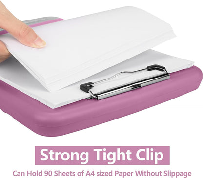 Clipboard with Storage, A4 Binder Nursing Clipboards with Pen Holder, Heavy Duty Storage Clipboards with Low Profile Clip, Clipboard Folder Side-Opening, Smooth Writing Clip Board (Violet)