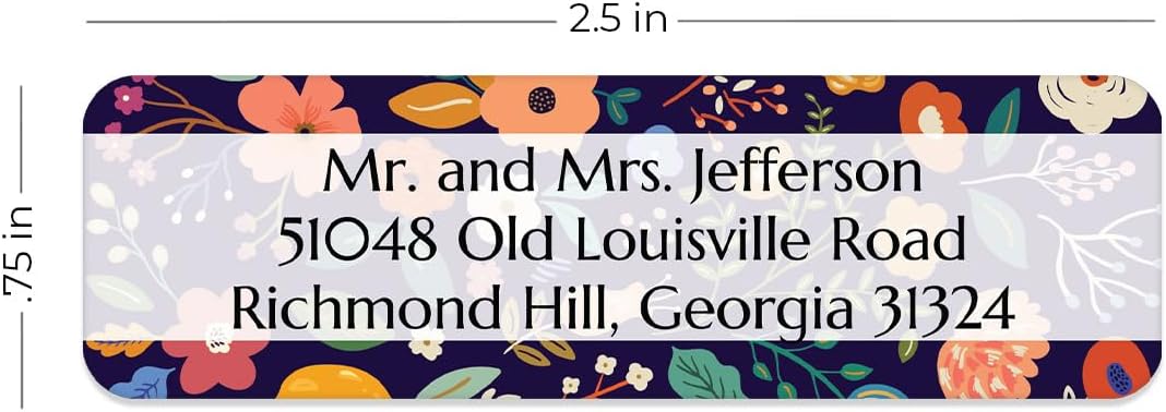 Multicolored Floral Print Rolled Address Labels / 250 Personalized Return Address Labels/Designer Address Stickers in Elegant Plastic Dispenser