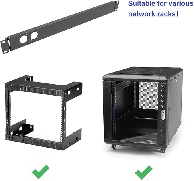1U Hinged Rack Panel 2D XLR HDMI Audio Rack Mount Panel for 19 inches Rack Mount (2D)