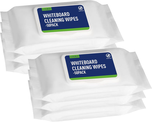 loukin Dry Erase Wipes, Whiteboard Cleaning Wipes, Non-Toxic Cleaning Wipes for Whiteboard, 6 Pack, 50 Wipes Per Pack