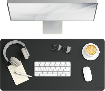 Smead Desk Pad, Vegan Leather Desk Mat with Non-Slip Faux Suede Backing, Perfect Desk Organizer for Office Decor, 31.5” x 15.7” Medium, Charcoal (64833)