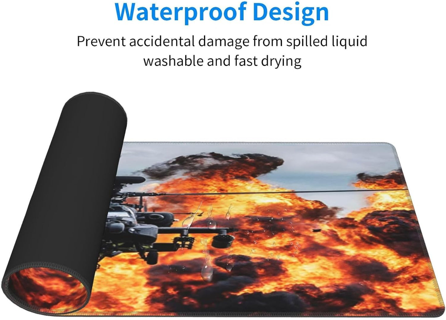 Attack Helicopter Mouse Pad, Aircraft Airplane Large Big Gaming Mouse Pad Desk Pad, Mousepad with Non-Slip Rubber Base, Extended XXL Mouse Mat for Computer Laptop Office Accessories