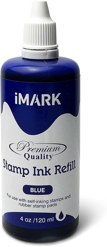 Premium Refill Ink for Self-Inking Stamps, Daters and Stamp Pads (4 oz, Blue)