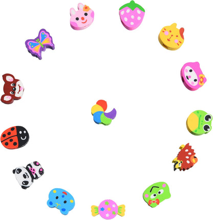 35PCS Fruit Animal Pencil Top Erasers Bulk for Kids,Fun Eraser Caps Cute Topper Erasers for Pencil for Back to School Party Gifts (Pattern Random)
