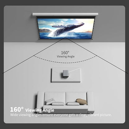 QuadraArc Motorized Projector Screen, Gray Crystal 4K Electric Drop Down Screen, Wall & Ceiling Mount, Compatible with ST/LT Projectors up to 1600 ANSI Lumens 92"