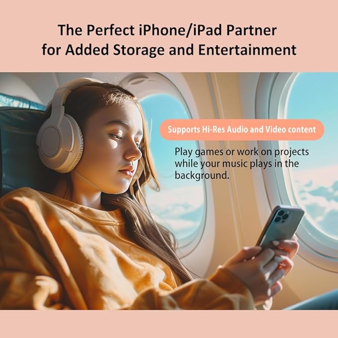 512 GB Apple MFi Certified Morandi Pink iXflash Backup Flash Drive 2-in-1 USB for iPhone, iPad, and Computer, USB Type A & Lightning, External Storage Device