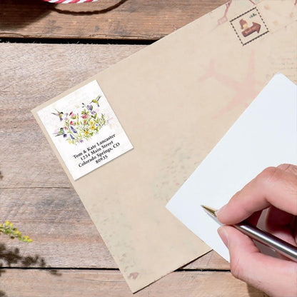 Colorful Images Two Hummingbirds Return Address Mailing Labels, Personalize with Name & Addresses, Set of 144 Self Adhesive, Easy Peel Flat Label Sheets, 1 ½” x 1 ¾”, 3 Designs