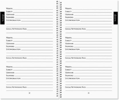 Current By The Sea Password & PIN Keeper Book, 94 Pages, 5” x 8.5” Size Spiral Bound, Soft Cover Internet Organizer for Offline Website, Login, & Username Storage