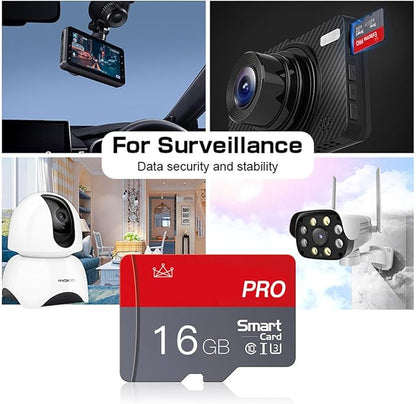 Micro Memory Card 16GB 2-Pack Memory Cards 16GB with Adapter Class 10 High Speed Mini TF SD Card for Smartphones/Camera/Tablet 2-PCS