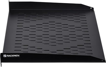 RackPath 1U Cantilever Universal Rack Shelf - 14in Deep – Rackmount Shelf for 19’’ AV/Network Equipment Racks – 55lbs Capacity - 2Pack