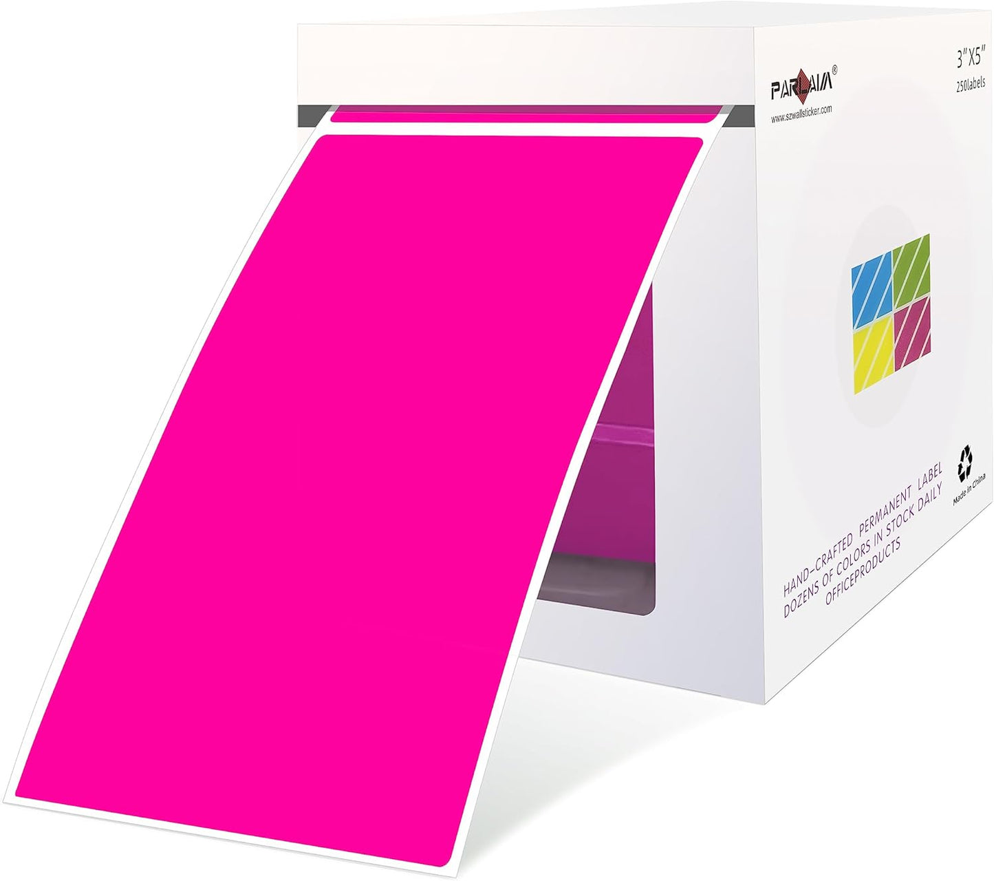 PARLAIM 3 x 5 inch Rectangle Sticker Labels Adhesive Color-Code Stickers, 250PCS Inventory Label Tags for Business, School, Fluorescent Pink