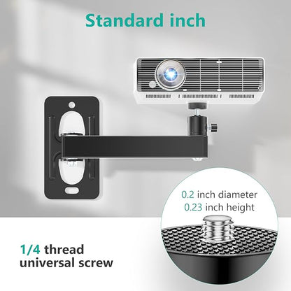WALI Mini Porjector Wall Mount, Wall Mount Projector for 1/4" Screw, Fully Adjustable Projector Hanging Bracket Ceiling Mount Holder Holds up 4.4lbs, Black (1330LM-PMS)