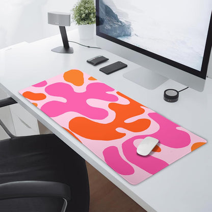 Pink Orange Cute Gaming Mouse Pad Large XL Kawani Preppy Abstract Modern Geographic Extended Large Desk Mat Mousepad Non-Slip Rubber Base Stitched Edge Long Desk Pad for Desktop Office PC,24x14 Inch