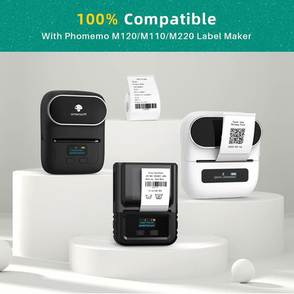 Phomemo 3 Rolls M110/M220/M110/M108/M250/M120/M150/M260/M221/M200 Thermal Label Paper 1.57'' x 2.36'' (40x60mm), Square Self-Adhesive Barcode&Address Label,130 Pcs/Roll, Black on White