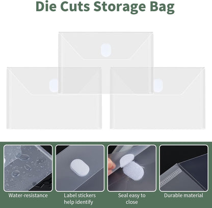 24 Pack Clear Die & Stamp Storage Bag Transparent Plastic Folders for Cutting Dies Stencil Embossing Crafts for DIY Scrapbooking Paper Card Craft Organizer Holder