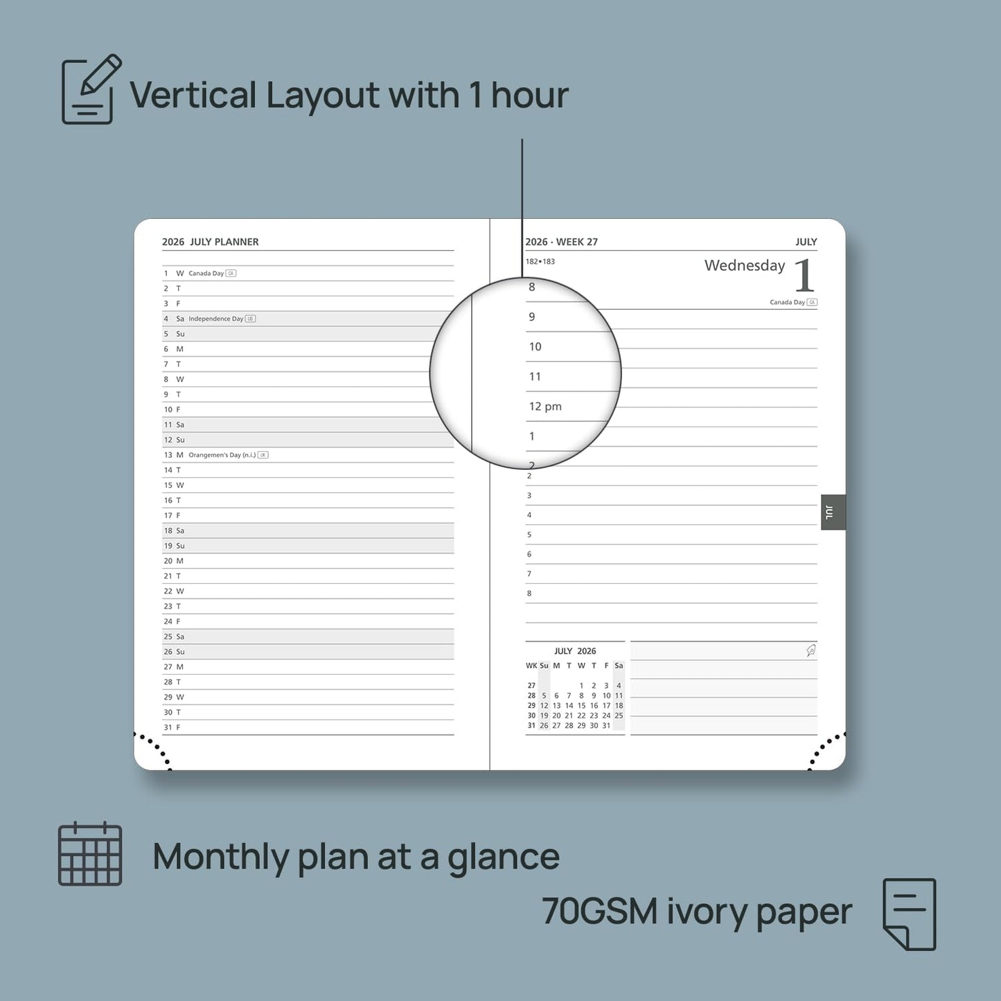 POPRUN Daily Planner 2026 (Jan - Dec), (Purse Size-4.25" x 6.25") 2026 Daily Calendar with One Page Per Day Even Weekends, Hourly Appointment Book with Pocket, PU Leather Softcover - Green