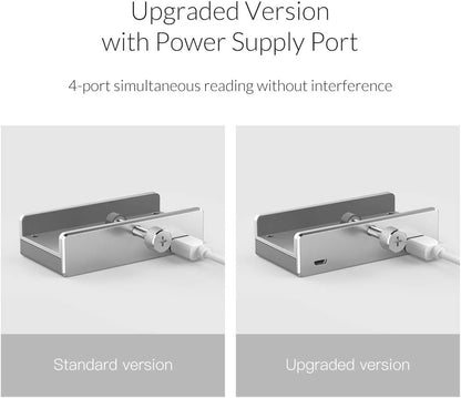 ORICO USB 3.0 Hub Clamp - Aluminum 4-Port USB Splitter With Extra Power Supply Port, 4.92 FT USB A to C Cable, Desktop Powered Hub for Monitors/Desks - Silver