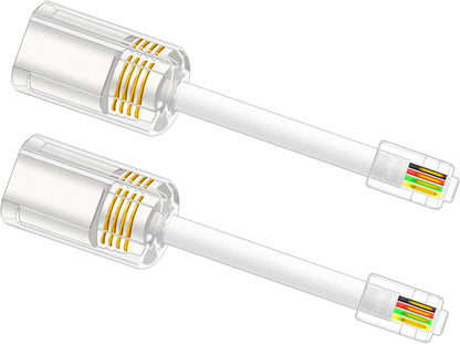 NECABLES 2Pack Phone Cord Detangler for Landline Telephone Handset Cord Detangler for Desk Phone RJ9 4P4C Male to Female White