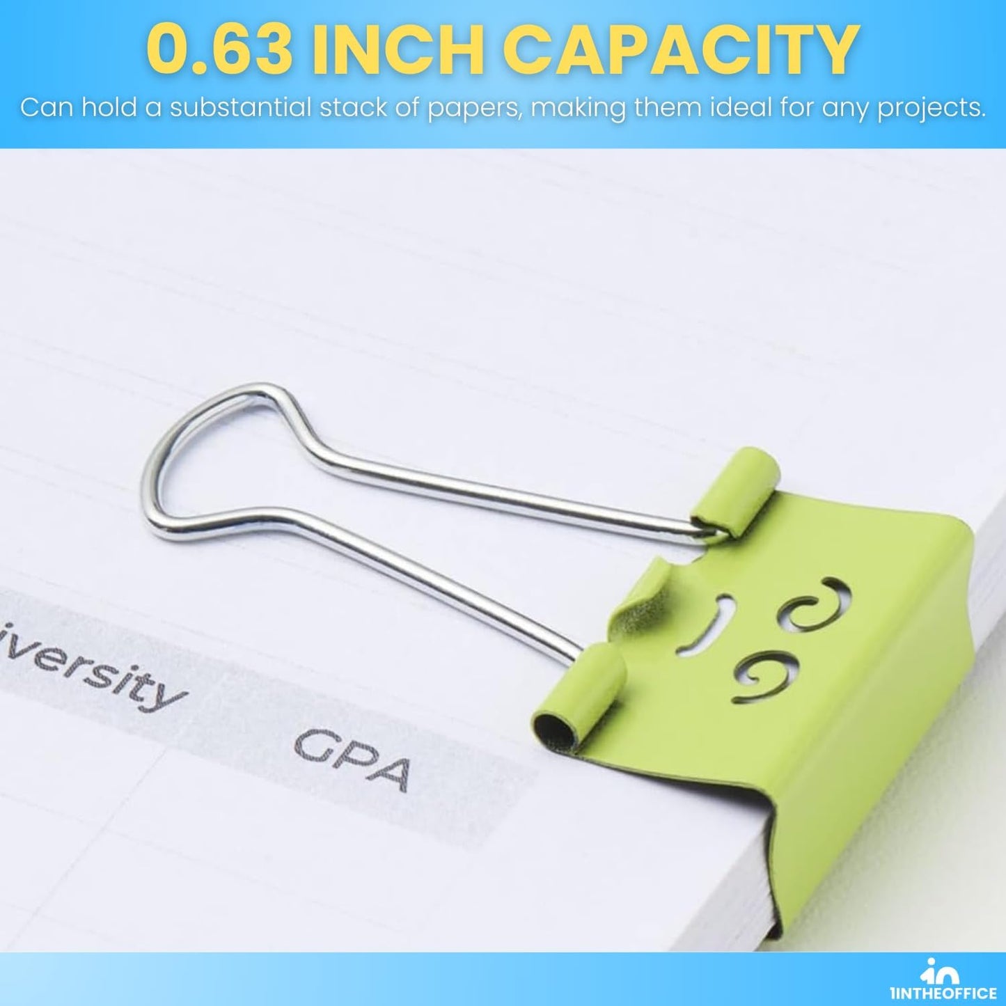 1InTheOffice Medium Cute Colored Smiley Face Binder Clips with Storage Tub, 5/8" Capacity, Assorted Colors, 42 Pack