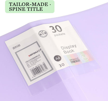 Tamaki Portfolio Binder with Plastic Sleeves, Pocket Portfolio Folder with Clear Sheet Protectors, Display 60 Pages Book, Presentation Book for Artwork, Document Organizer, 1 Pack (Purple)