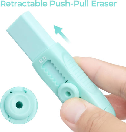 M&G 4 Pcs Cute Erasers for Kids Sliding Retractable Pencil Erasers, Push Pull Design Cute Erasers Stationery Supplies for Kids Back to School Supplies for Office