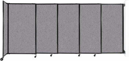Wall-Mounted Sliding StraightWall Room Divider | Adjustable Widths | Locking Wheels | Room Separator | Up to 11'3" Wide x 5' Tall Cloud Gray Fabric Panels