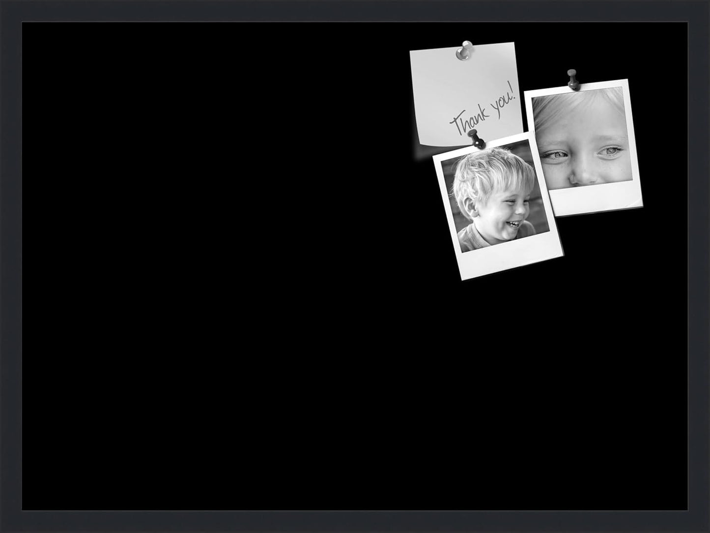 PinPix 30x22 Inch Cork Bulletin Board. This Decorative Framed Pin Board Comes with Solid Black Design and a Satin Black Frame. Ideal for Home Office Decor or Message Board (PinPix-622)