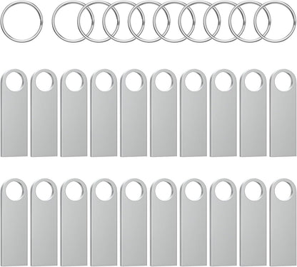 ABLAZE 4GB Flash Drive 20 Pack, Metal USB 2.0 Thumb Drives with Keychains USB Sticks Pendrives (Sliver)