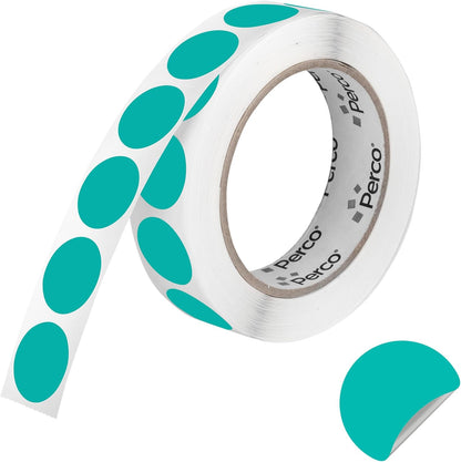 Perco Teal 1-Inch Round Circle Dot Sticker Labels with Removable Adhesive – 1,000 Labels per Roll – Versatile, Vibrant Colors, Reliable Hold, No Residue, Perforated for Convenient Use – Made in USA