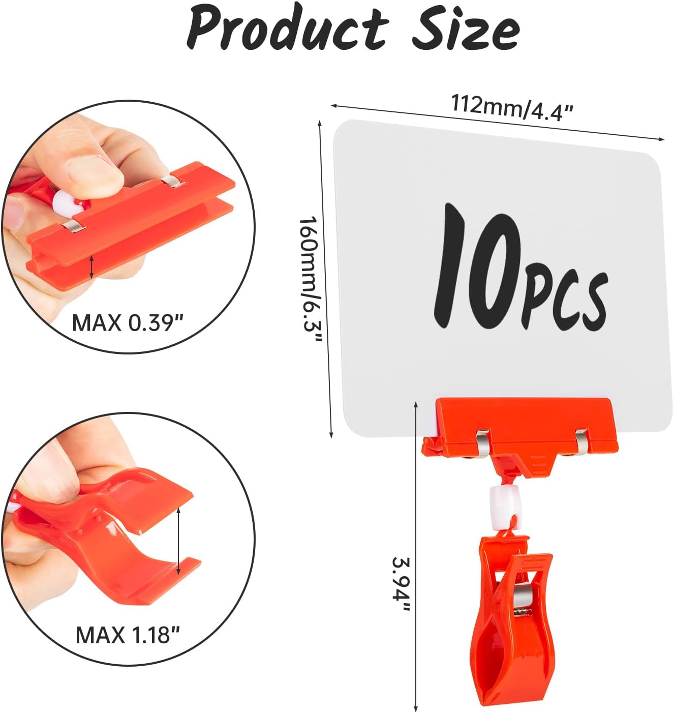 10 Pack Double Head Display Clips Rotating Reuse Sign Price Tag Merchandise Sign Display Clip Holder,Mini Plastic Chalkboard Sign with Clip for Business, Party, Office, Exhibition (Red)