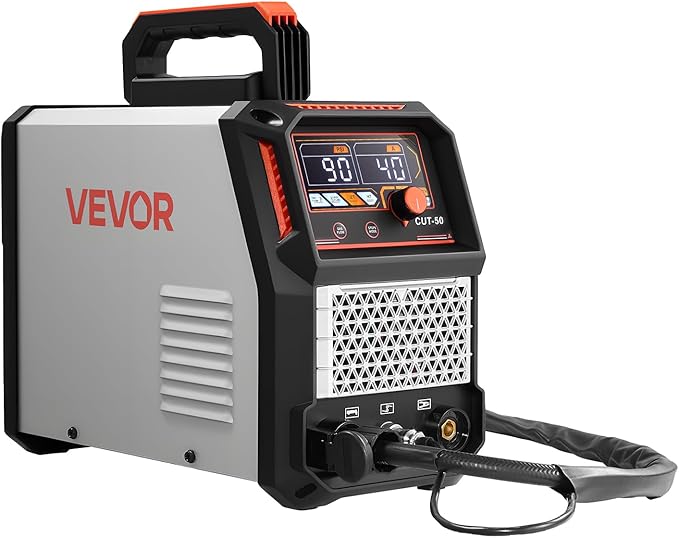 VEVOR Plasma Cutter, 50A Plasma Cutting Machine, 110V/220V Dual Voltage Digital Display IGBT Inverter - with 2T/4T Function & Adjustable PA/PT Time for Home Repairs, Workshops