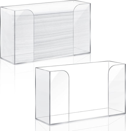 Deekin 2 Pcs Acrylic Paper Towel Dispenser Countertop Paper Towel Holder, Clear Trifold Guest Napkin Dispenser for Z-fold, C-fold or Multifold paper holder for Bathroom Toilet and Kitchen