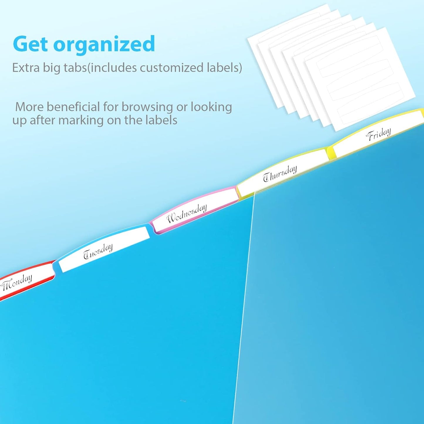 WOT I Plastic 5-tab Dividers with 2 Clear Pockets - 3 Sets, 15 Tabs Binder Dividers for 3 Ring Binder, 5 Fresh Colors