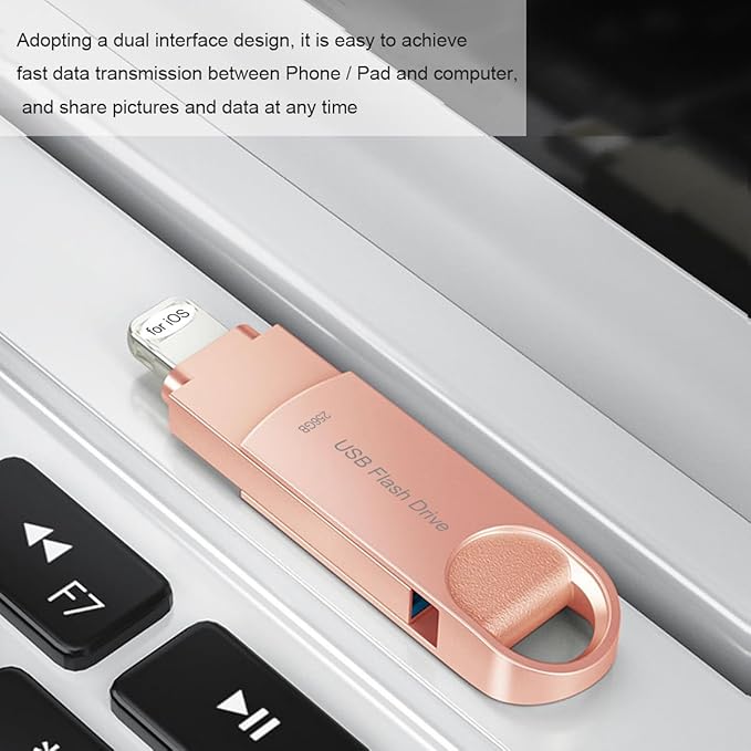 USB3.0 256GB Flash Drive Phone Photo Stick 2in1 for i Phone Android USB C and Computer MS02 Pink