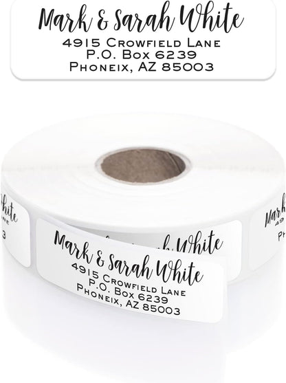 Mixed Script Font Rolled Address Labels/Roll of 500 Chic Black and White Personalized Address Labels/Designer Return Address Stickers in Elegant Plastic Dispenser