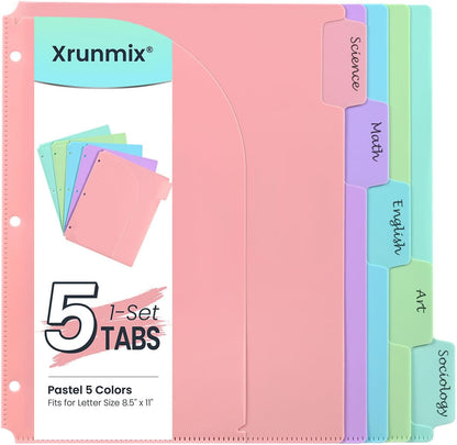 5 Tabs Dividers with Pockets for 3 Ring Binder, 5 Counts Binder Dividers Index for US Letter Size, Binder Dividers with Tabs for School Office Organization(XY026) (1)