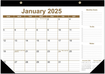 Desk Calendar 2025-2026 - 18 Months Calendar from January 2025 to June 2026, Desk Calendar 2025 with Thick Paper, 12" x 17", Brown