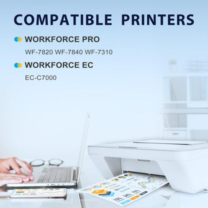 myCartridge 812XL Ink Cartridge Combo Pack Remanufactured for Epson 812 Ink Cartridges for Epson WF-7840 Ink Cartridges for Workforce Pro WF-7820 WF-7840 EC-C7000 Printer,4 Pack(BK/C/M/Y)