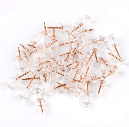 Yalis Push Pins 600 Count, Standard Rose Gold Pins Clear Thumb Tacks Steel Point and Clear Plastic Head (Rose Gold)
