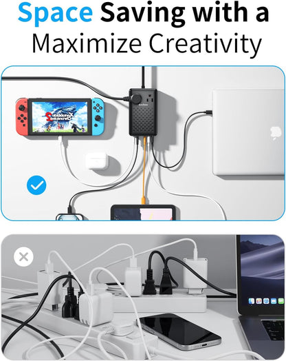 Charging Station 140W USB C Charger Block, Upgraded GaN III 8-in-1 Fast Charging Station Hub，PD 100W Laptop Charger Adapter Compatible with Compatible with MacBook Air/Pro,iPhone16/15,Galaxy S24 etc