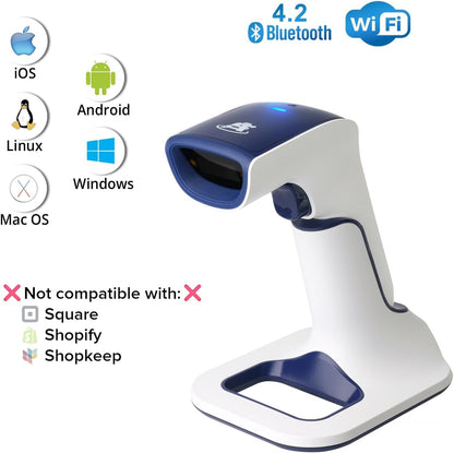 ScanAvenger Wireless Portable 1D with Stand Bluetooth Barcode Scanner: Hand Scanner 3-in-1, Cordless, Rechargeable Scan Gun for Inventory - USB Barcode Reader (1D Only with Next Gen Stand)…
