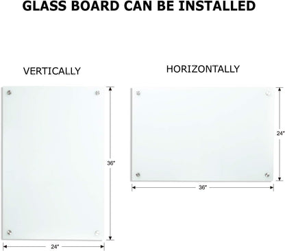 Dry Erase Boards Glass Whiteboard Magnetic 3'x 2' Frameless