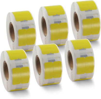 BETCKEY Colored Labels Compatible with Dymo 30333 (1/2" x 1") Extra Small Labels (2-up), Compatible for Dymo LabelWriter Thermal 450, 4XL & Zebra Desktop Printers [6 Rolls, Yellow]