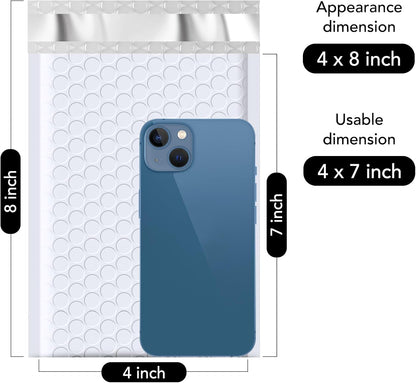 Fuxury White Bubble Mailers 4x8" 4000 Pack, Waterproof Padded Envelopes Self Seal Bubble Envelopes, Padded Mailers for Small Business, Envelope Mailers Usable Size 4x7"