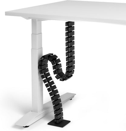 VALU Cable Management Spine – 49 Inch Cable Organizer for Standing & Fixed Desks – Sturdy & Flexible with Magnetic Link – Cord Management System Under Desk with Steel Base & Non-Slip Pads